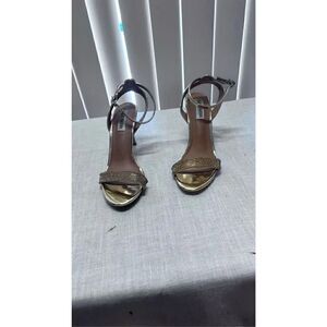 Steve Madden Women's Rielle Fabric Coated Stiletto Heels Gold Size 7.5M